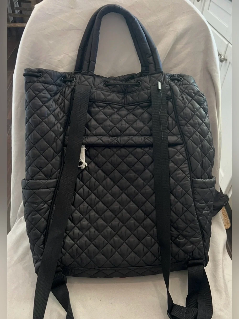MZ Wallace DOUBLES Black Quilted Backpack Bag $295 NEW